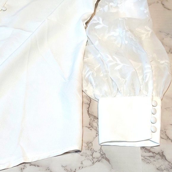 NWT Soft Surroundings white balloon sleeve Lorenzo blouse, size S - Picture 7 of 9